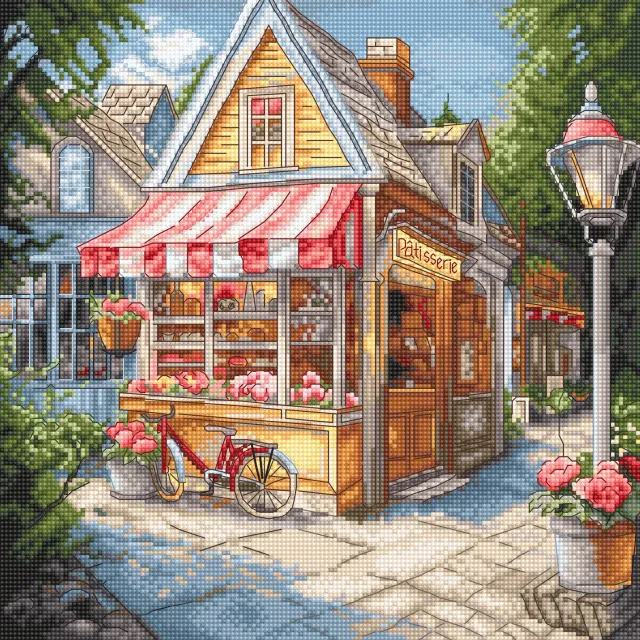 Leti Stitch L8098 Pastry Shop borduurpakket 24x24 cm winkel