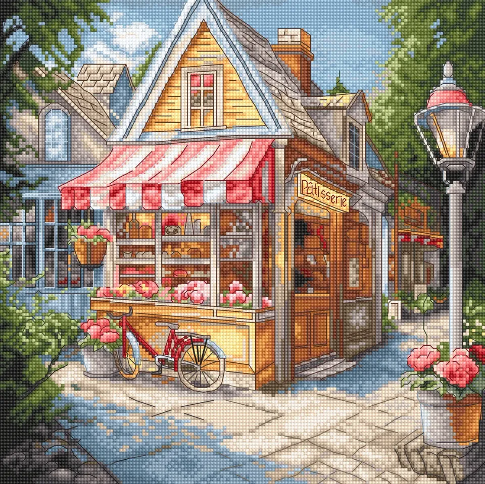 Leti Stitch L8098 Pastry Shop borduurpakket 24x24 cm winkel