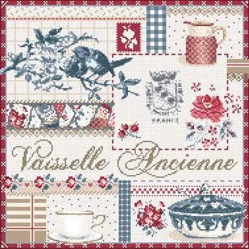 Madame la Fée Vaisselle Ancienne borduurpatroon 189 x 189