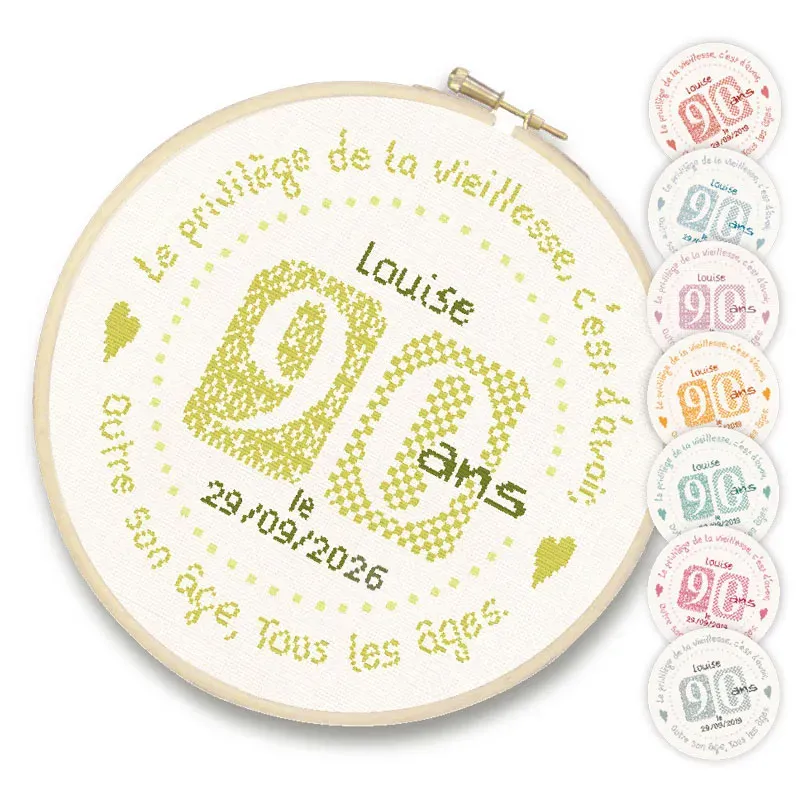 LiliPoints 90 borduurpatroon rond 8 kleuren + alfabet