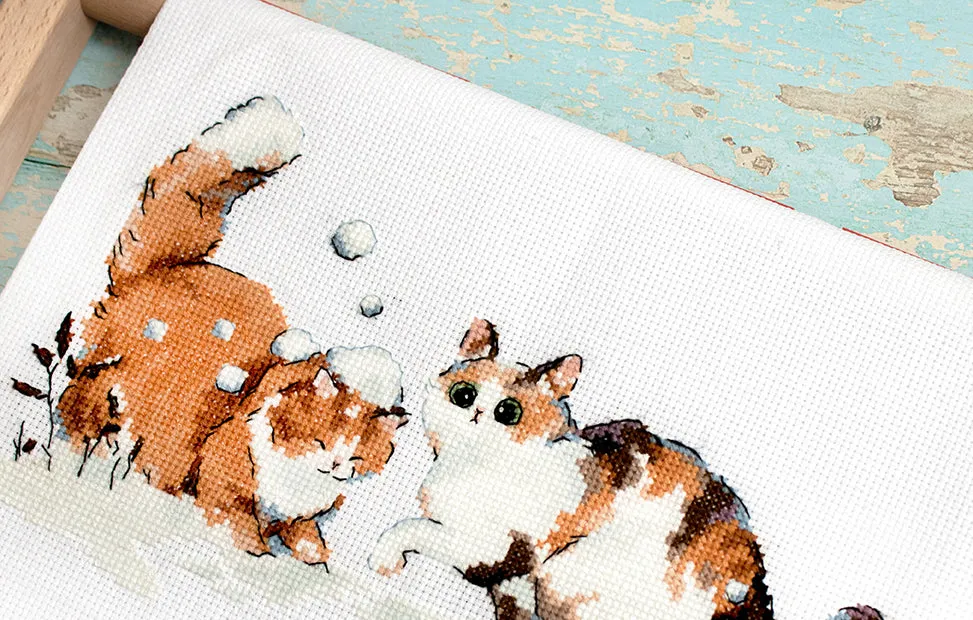 Leti Stitch L8813 Winter Kitties borduurpakket 21x13 cm kerst