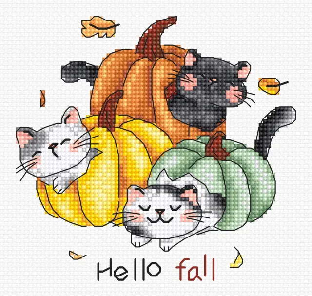 Leti Stitch L8078 Hello Fall borduurpakket 12x12 cm herfst