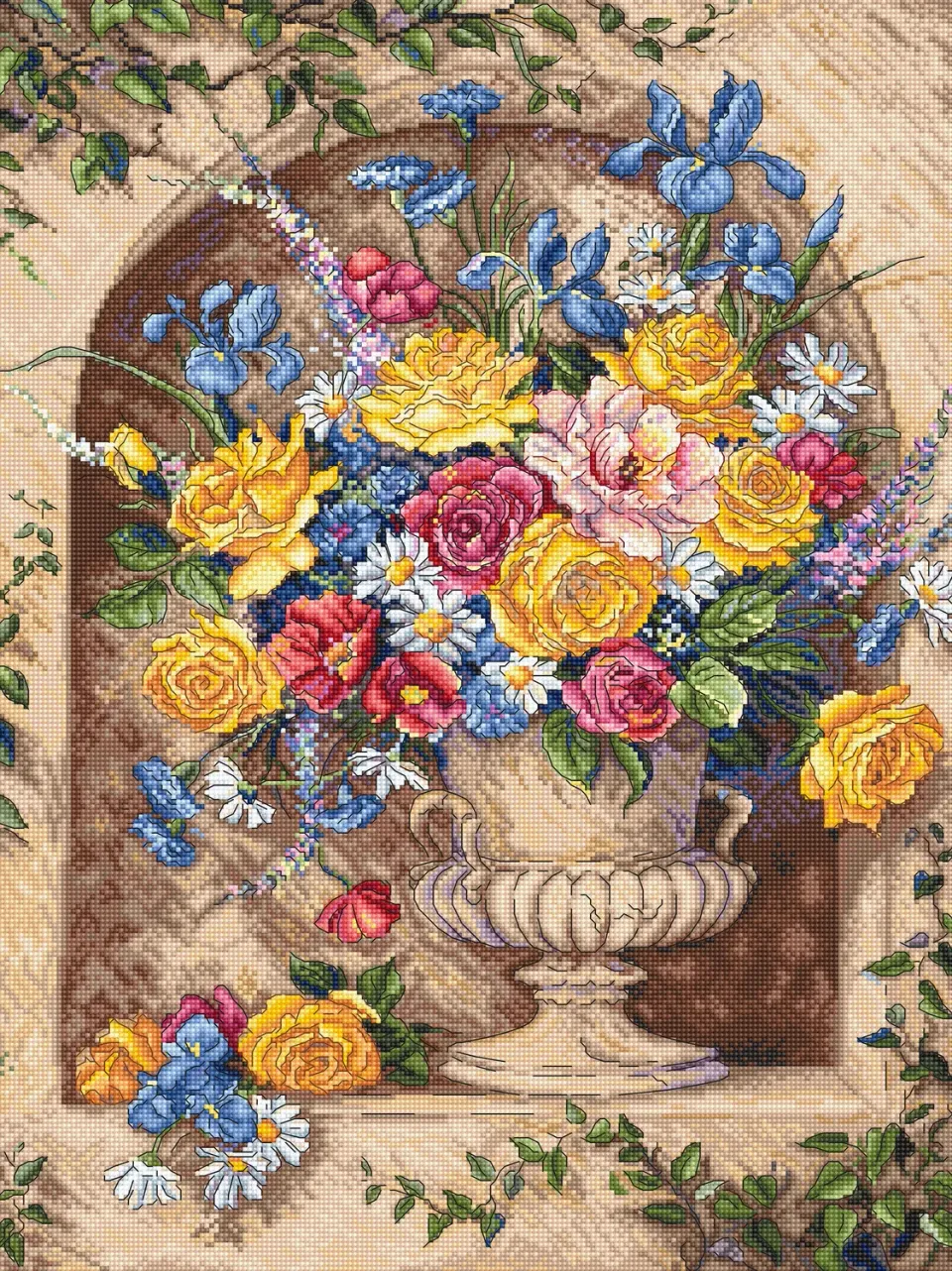 Leti Stitch L8079 Neo Classic Alcove borduurpakket 32x42 bloemen