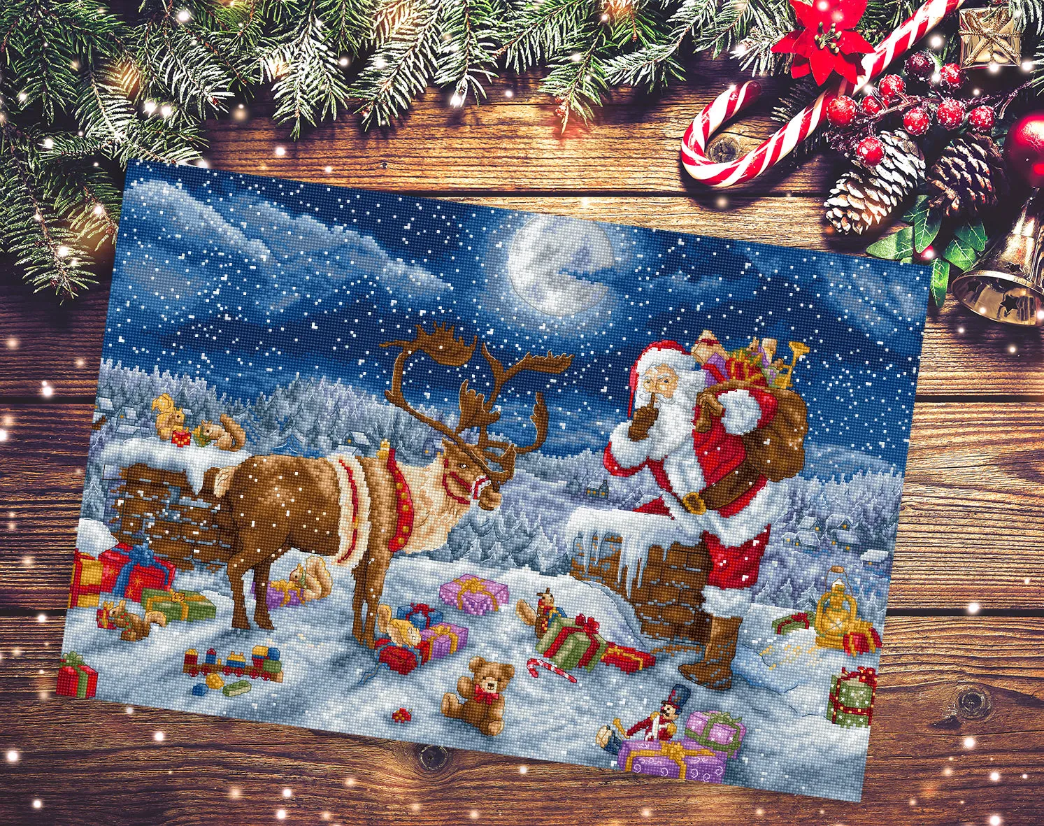 Leti Stitch L9958 Silent Night Gift borduurpakket 43x29cm 60 kleuren