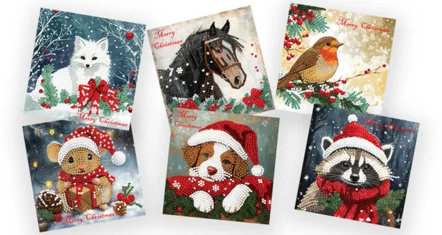 Leti Stitch Dazzle Dots 348-0923 diamond painting kerstkaarten set van 6