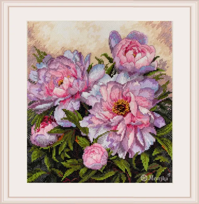Merejka Tender Peonies borduurpakket 22x24