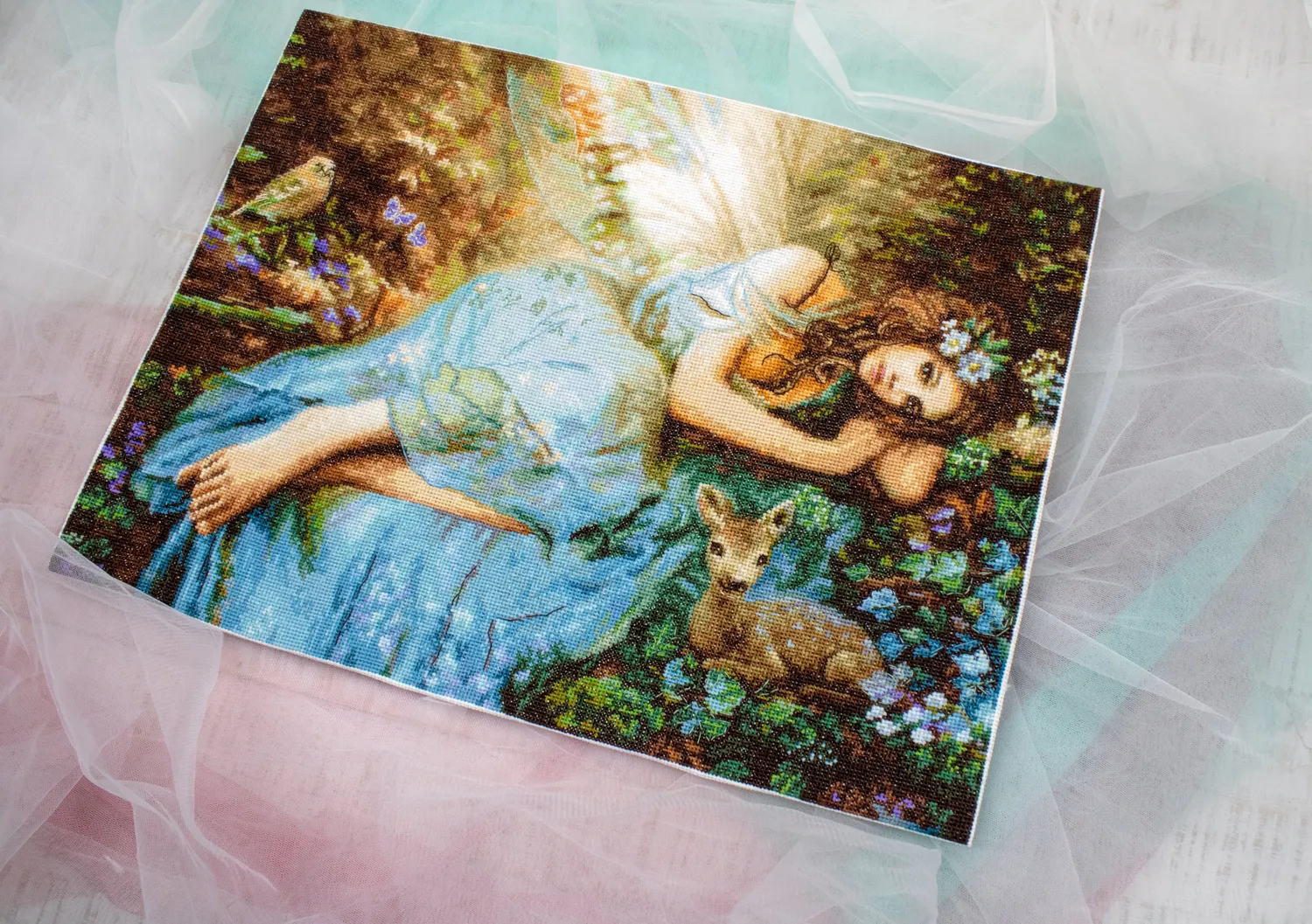 Leti Stitch 960 Spring Fairy borduurpakket 40x30 cm Aida