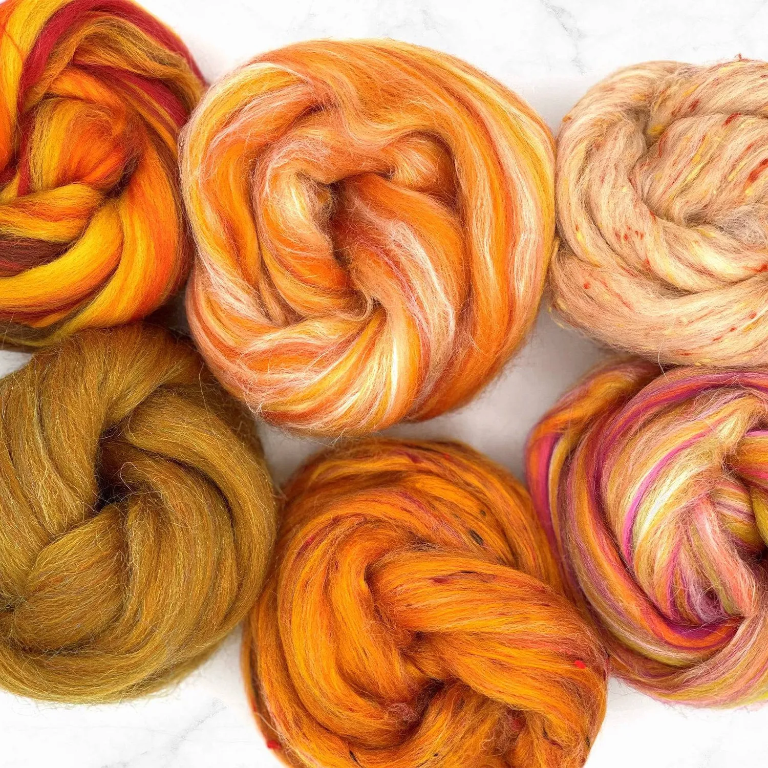 The Wool Family Oranje Mix lontwol 150g herfsttinten