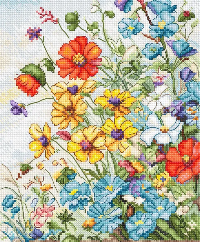 Leti Stitch L8091 Wildflowers borduurpakket 21x18cm