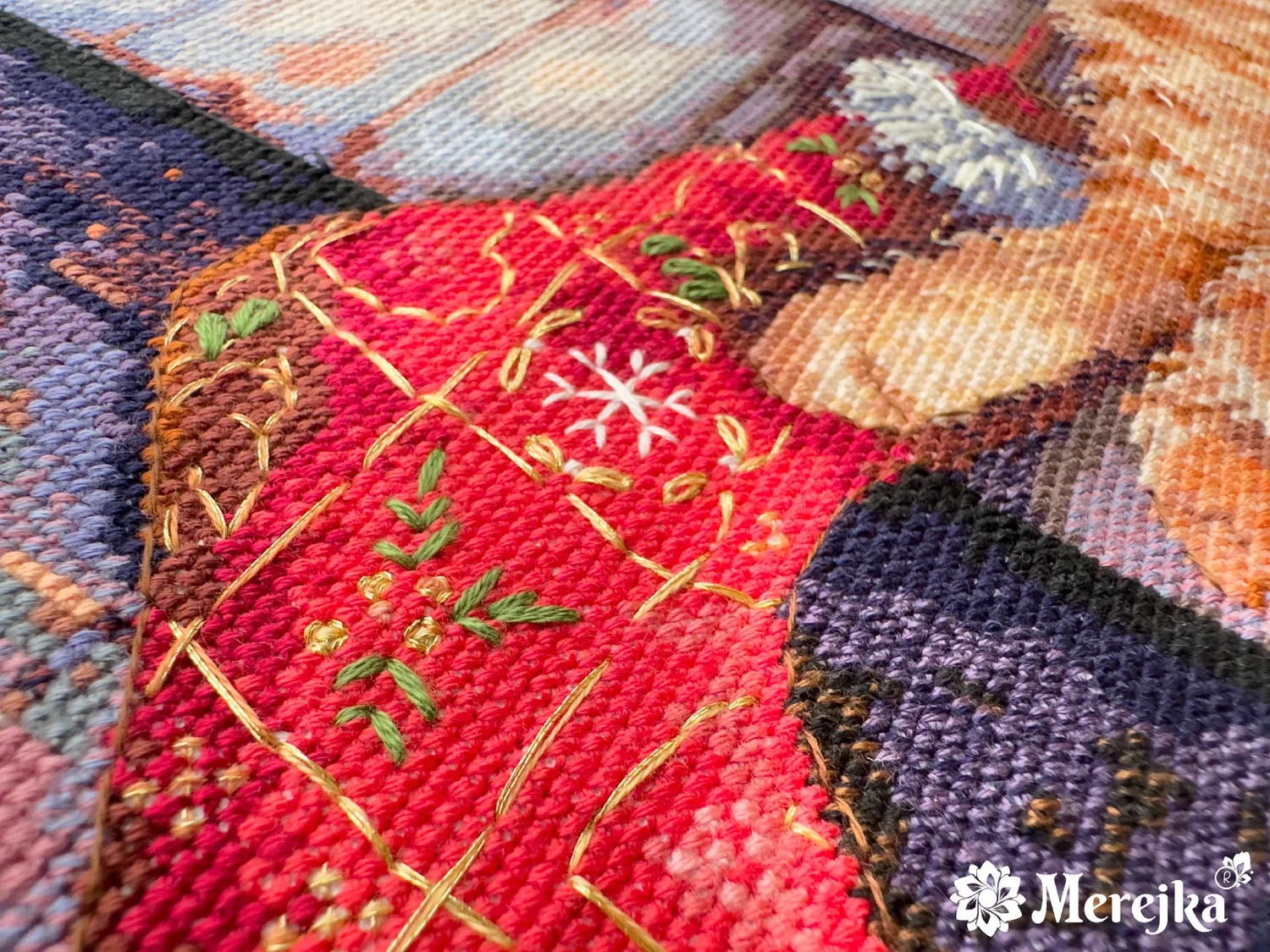 Merejka Santa's Helper borduurpakket Aida 16 ijsblauw 42 kleuren