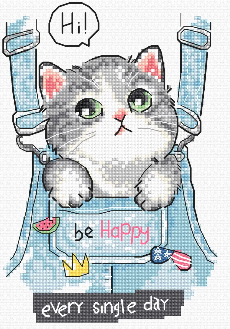 Letistitch L8042 Be Happy! kruissteek borduurpakket 15x10 cm