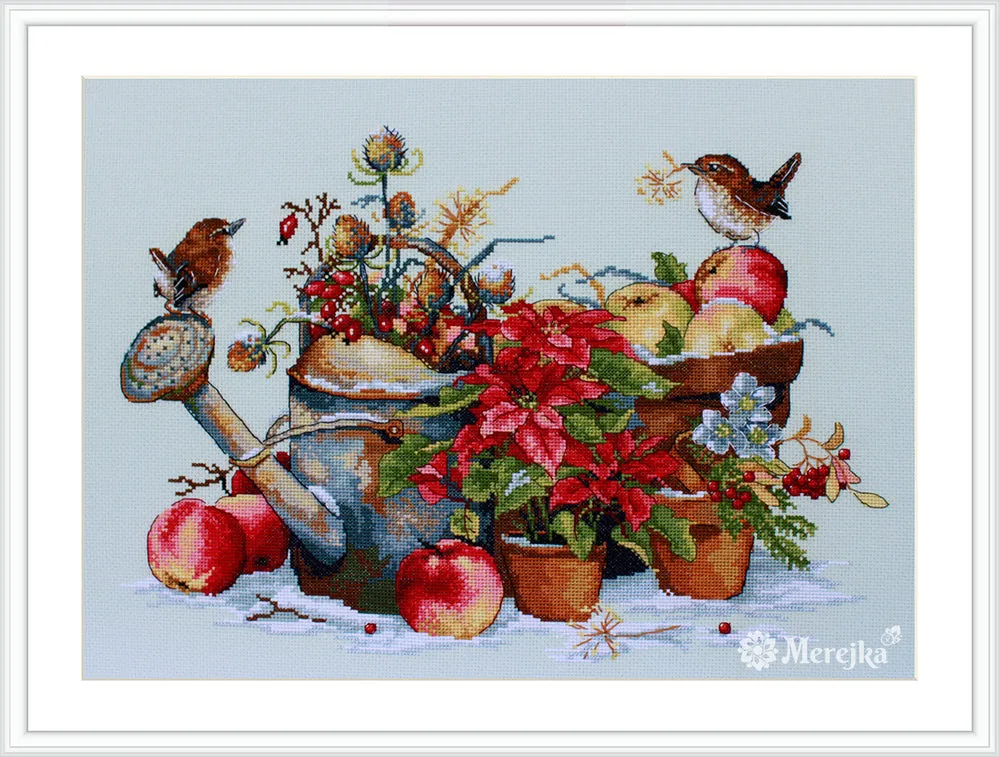 Merejka December borduurpakket 37x28 ijsblauw