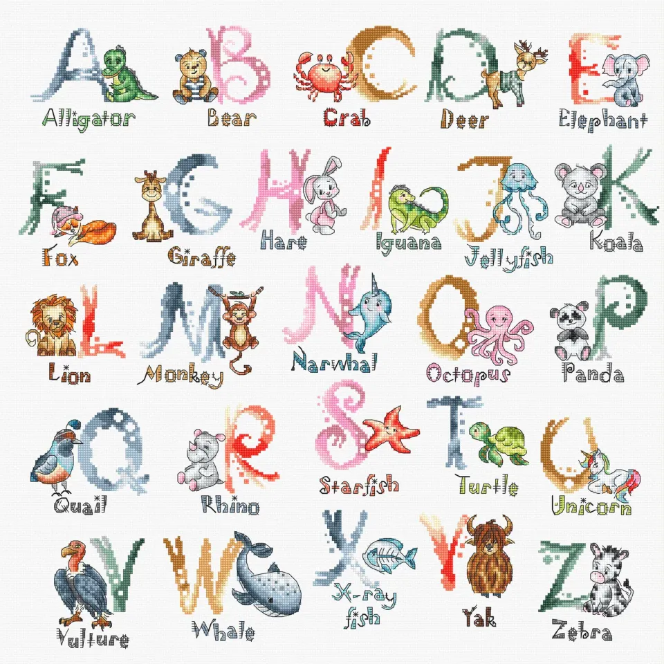 Leti Stitch L8027 Let's learn together borduurpakket 43x41 cm