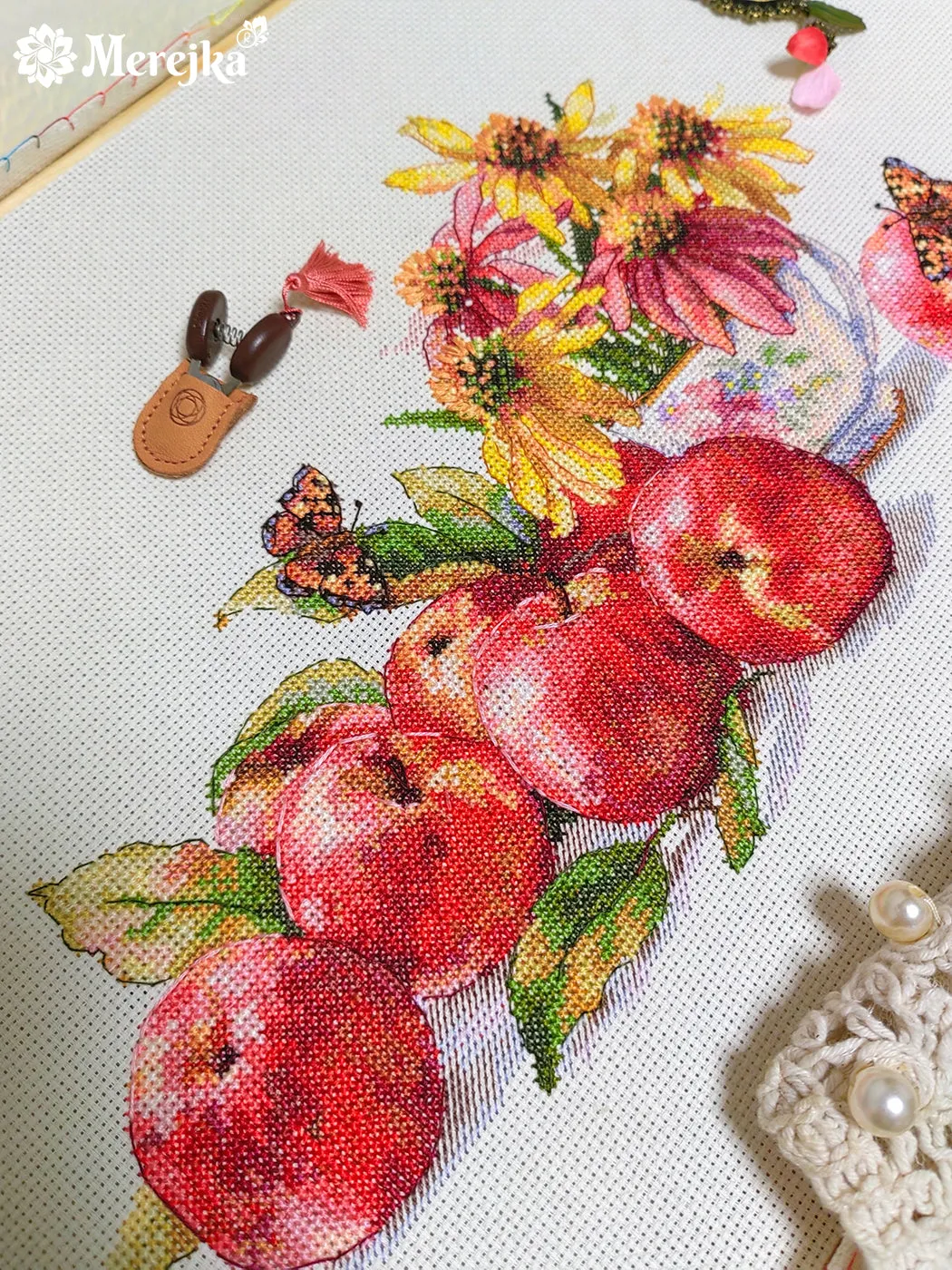 Merejka Echo of Summer borduurpakket 32x17 ecru Aida