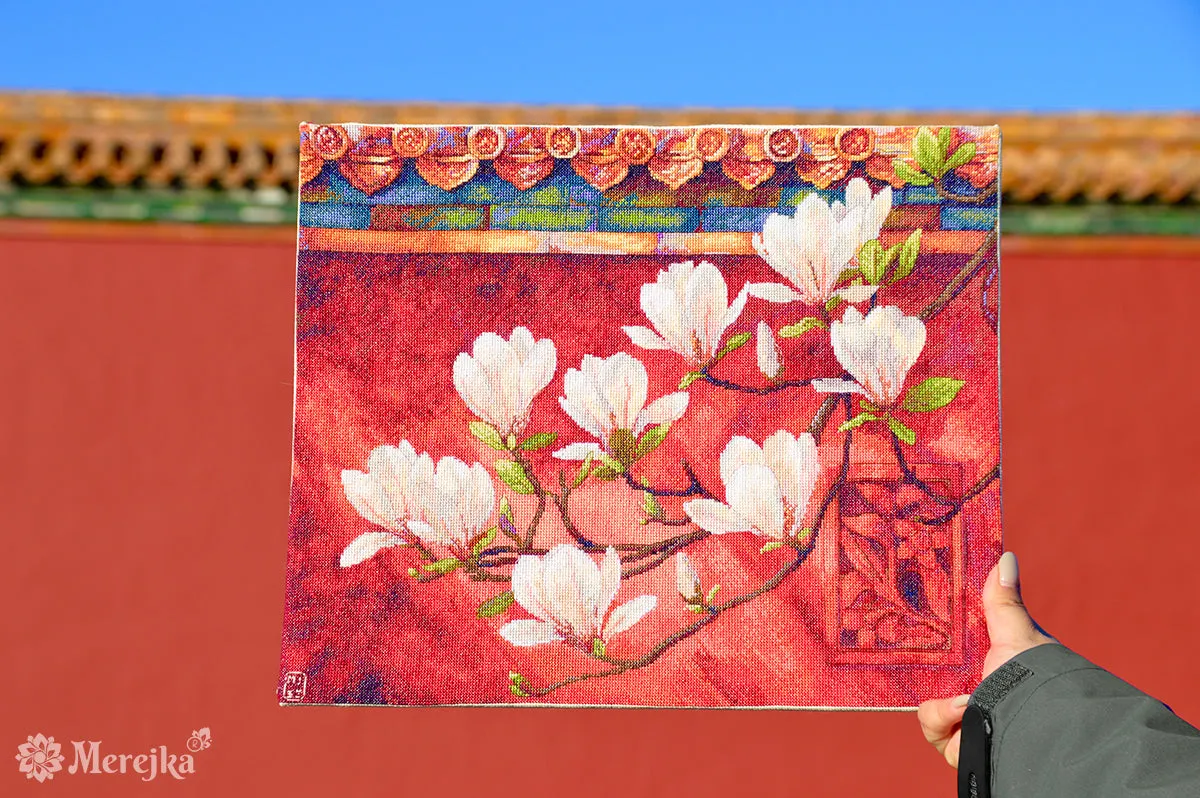 Merejka Magnolia borduurpakket Aida 16 ecru 43 kleuren