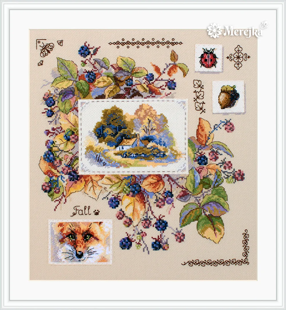 Merejka Autumn Sampler borduurpakket 30x32 ecru