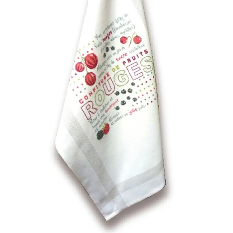 LiliPoints Red Fruit Jam kruissteekpatroon theedoek