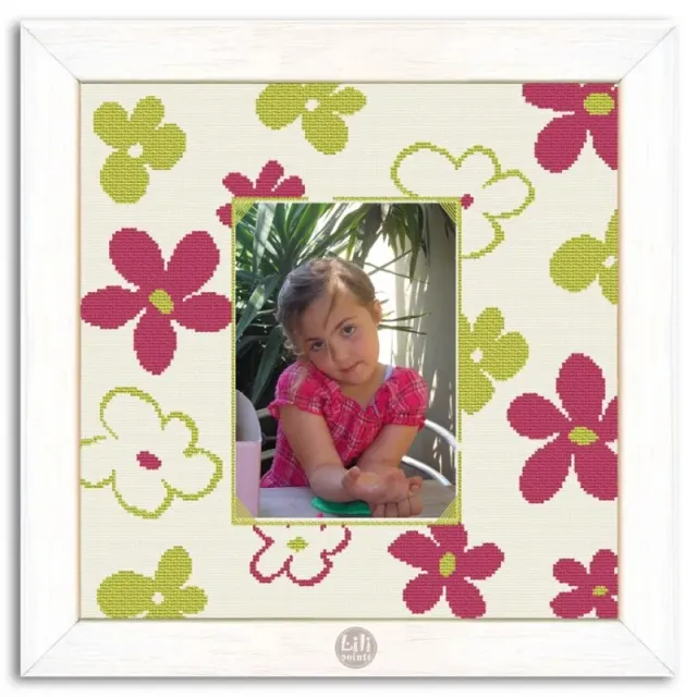 LiliPoints Bold Flowers borduurpatroon fotolijst 10x15