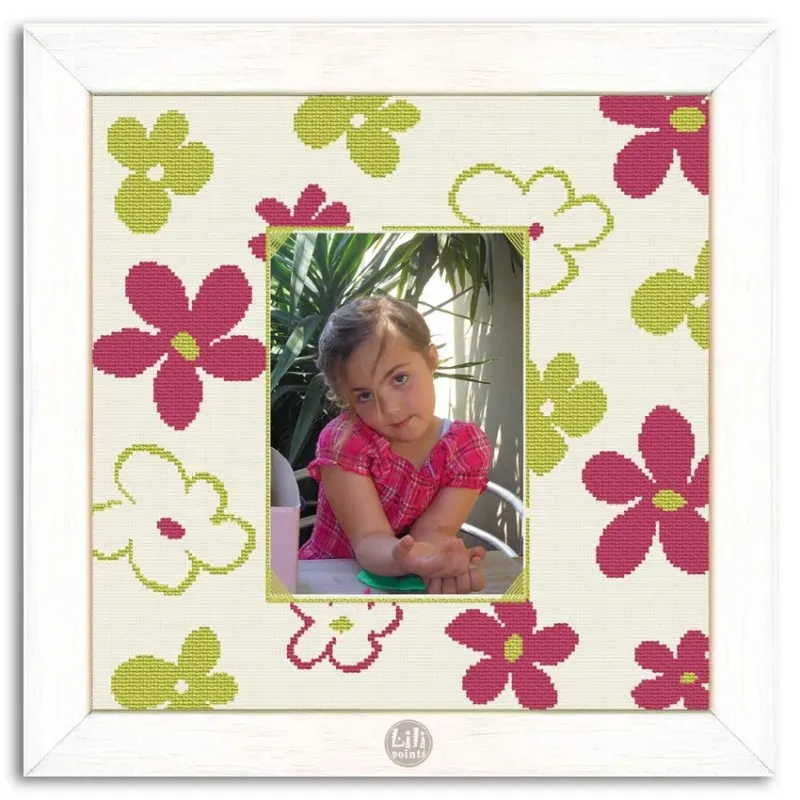 LiliPoints Bold Flowers borduurpatroon fotolijst 10x15