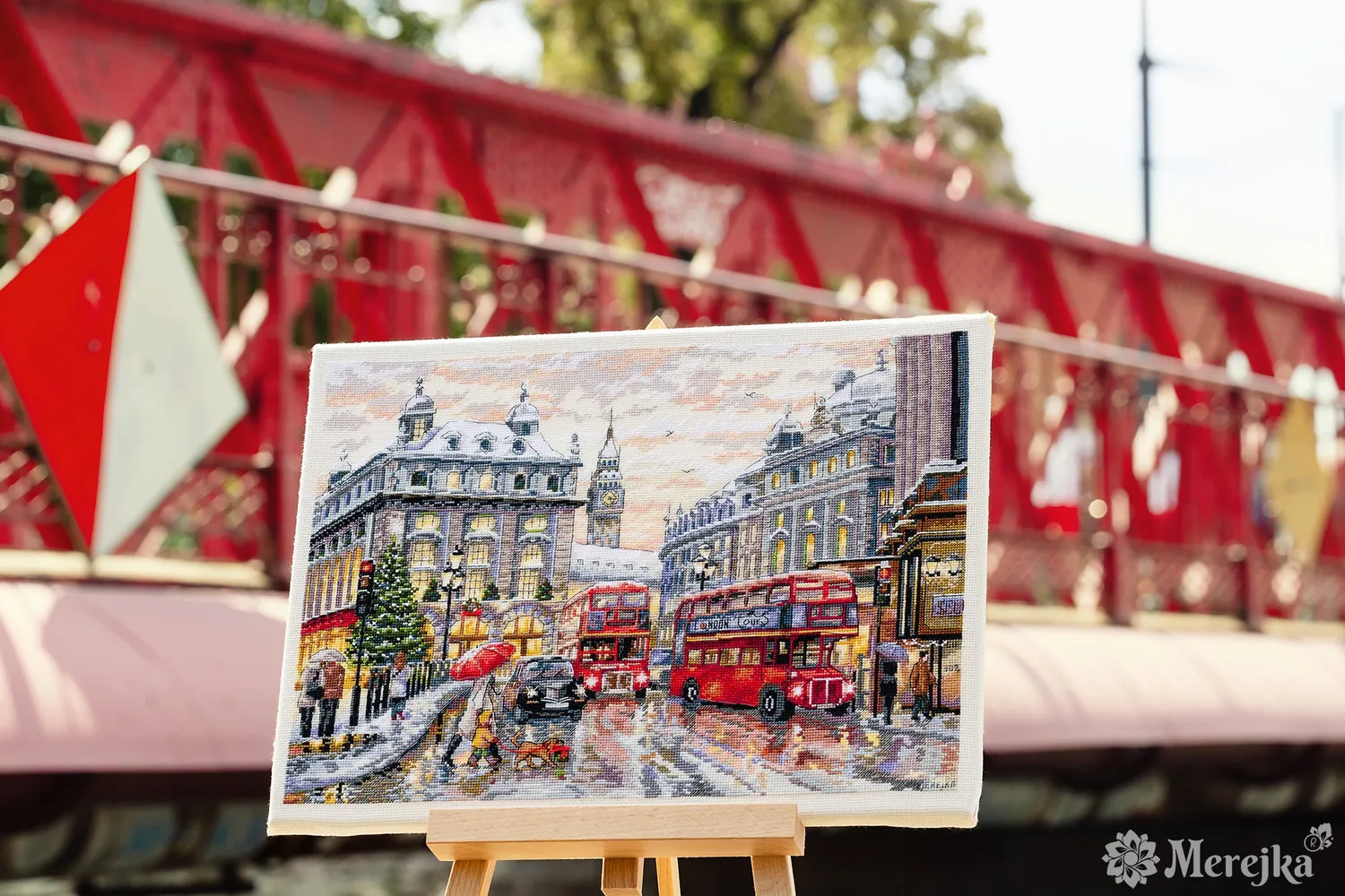 Merejka London borduurpakket Aida 16 ecru 30x40