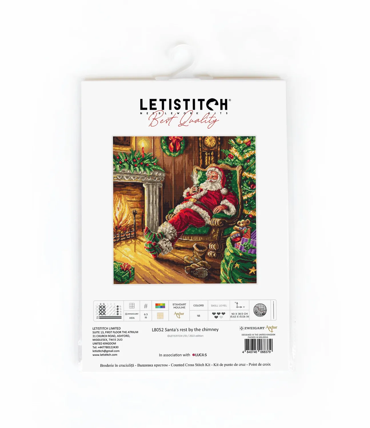 Leti Stitch L8052 kruissteekpakket kerst 38,5x40 cm