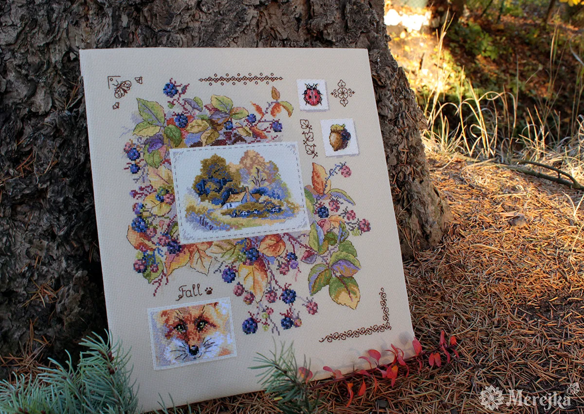 Merejka Autumn Sampler borduurpakket 30x32 ecru