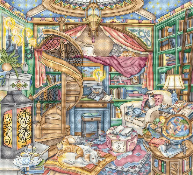 Leti Stitch L8084 Home Library borduurpakket 35x32 cm