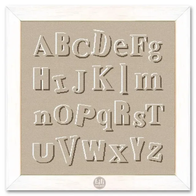 LiliPoints Alphabet Outline borduurpatroon alfabet 3 kleuren