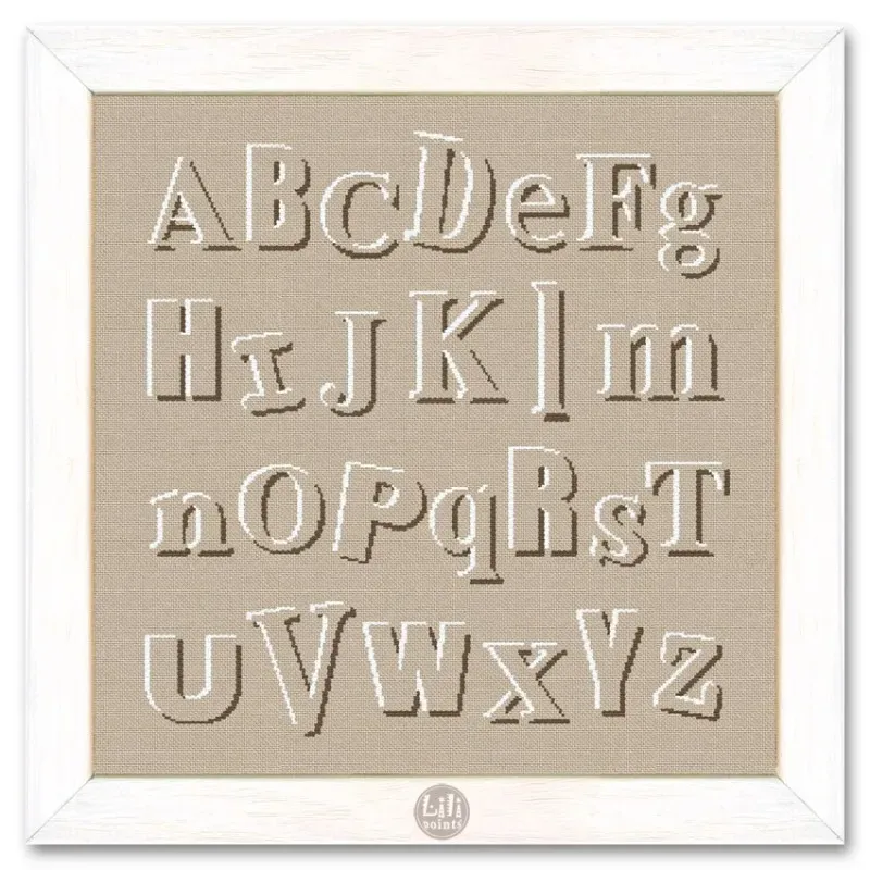 LiliPoints Alphabet Outline borduurpatroon alfabet 3 kleuren