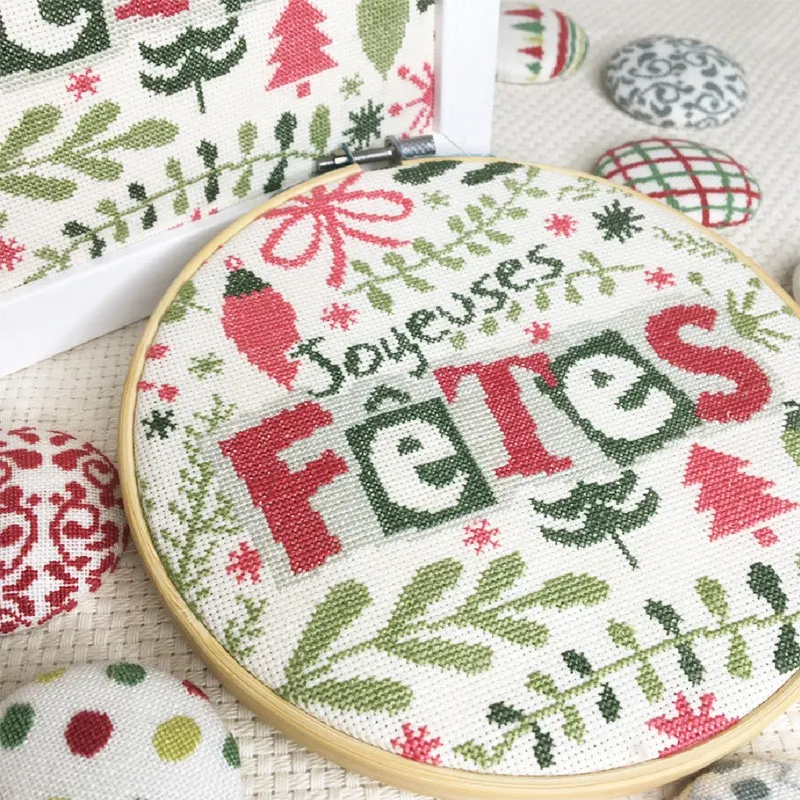 LiliPoints Joyeuses Fêtes borduurpatroon kerst vierkant