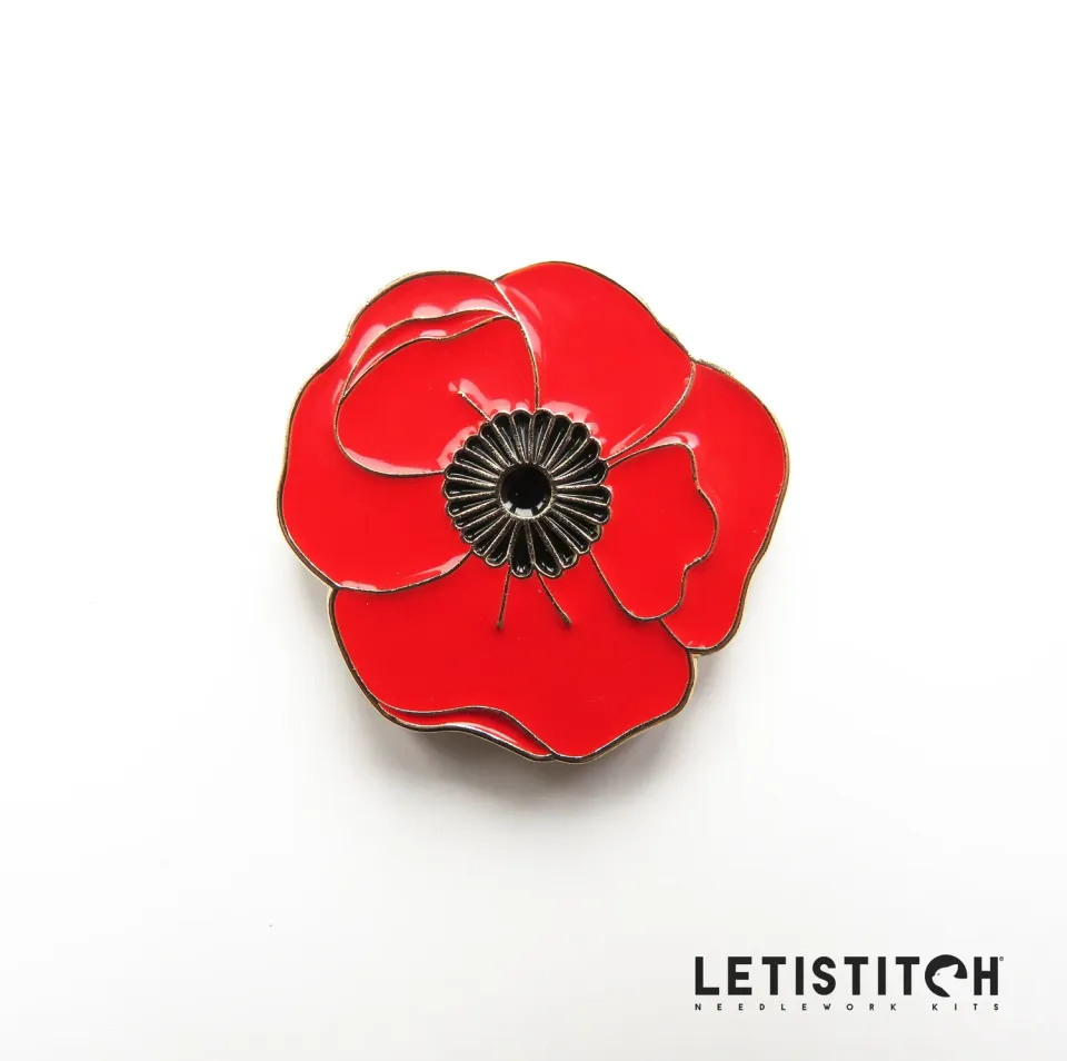 Leti Stitch 14388 Red Poppy Bloom needleminder 30mm emaille