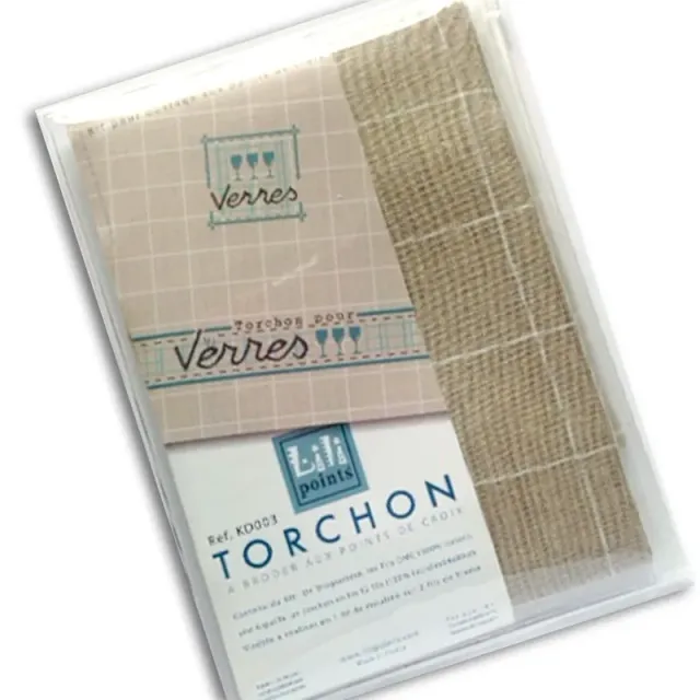 LiliPoints Tea Towel Kit borduurpakket glazen blauw