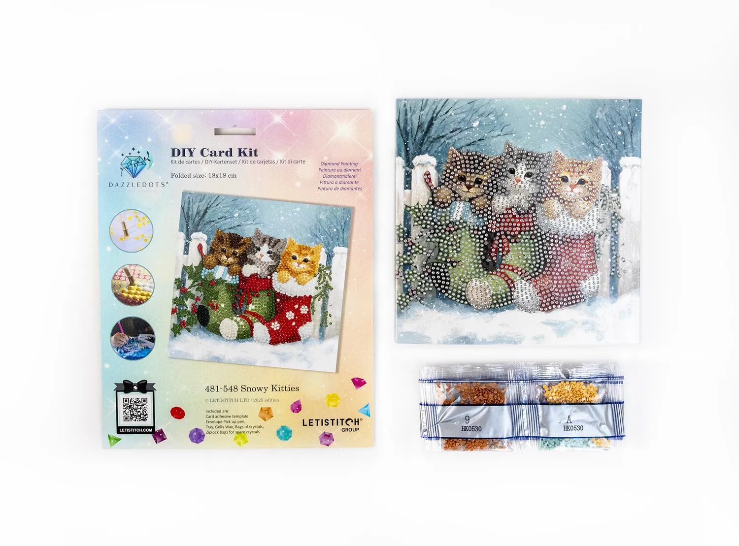Leti Stitch Dazzle Dots 481-548 Snowy Kitties diamond painting kaart