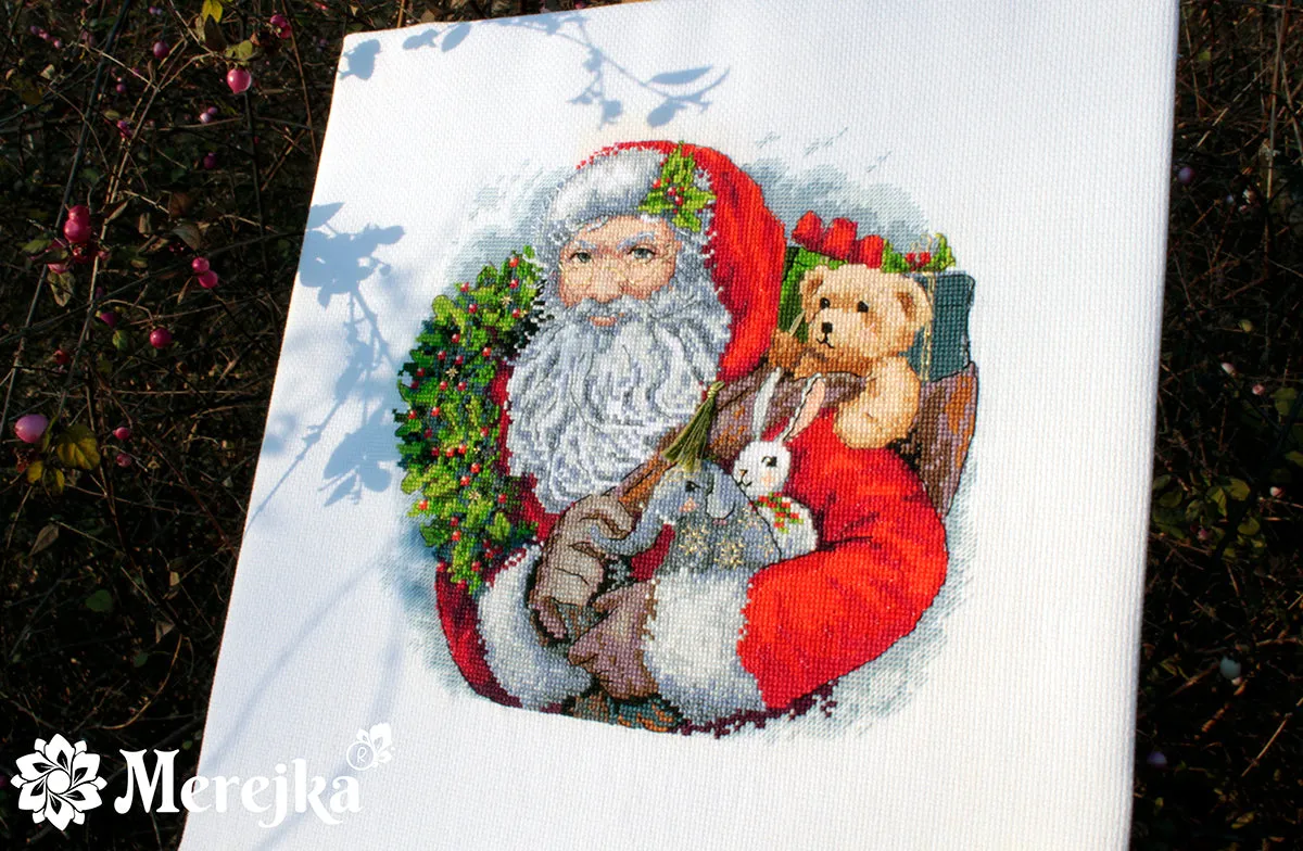 Merejka Santa with Wreath borduurpakket 20x20 kerst