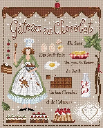 Madame la Fée Gâteau au Chocolat 088 borduurpatroon kruissteek