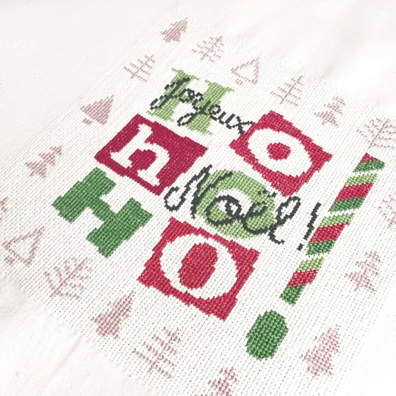 LiliPoints Ho ho ho borduurpatroon kerst theedoek rood