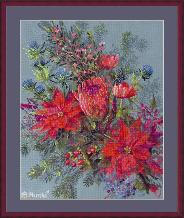 Merejka Christmas Arrangement borduurpakket kerstbloemen