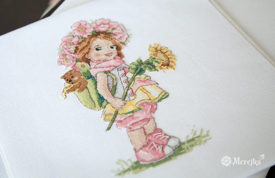 Merejka Summer Girl borduurpakket wit 23x14 cm 28 kleuren