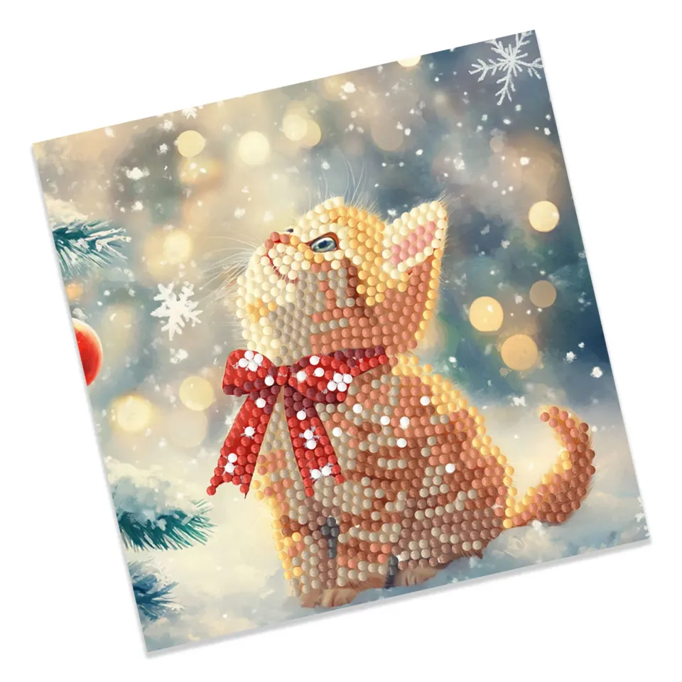 Leti Stitch Merry Meow diamond painting kaart 15x15 cm kat