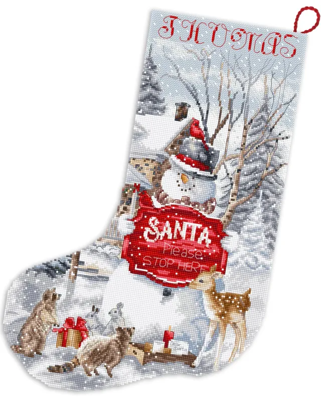Leti Stitch L9999 Please Stop Here kerstsok borduurpakket