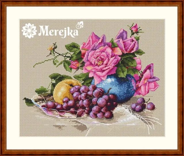 Merejka Still Life with Grape borduurpakket ecru 35 kleuren
