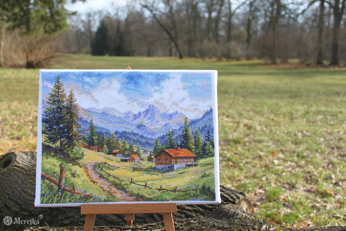 Merejka The Chamonix Valley borduurpakket wit 30 x 39,5