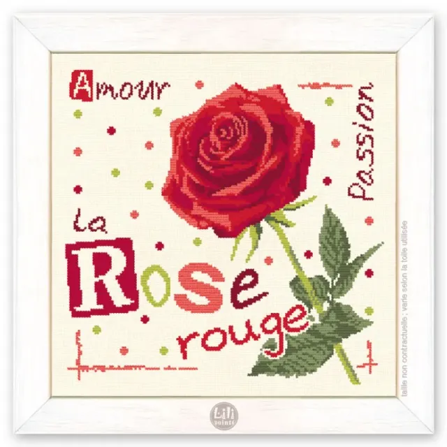 LiliPoints Red Rose borduurpatroon rode roos