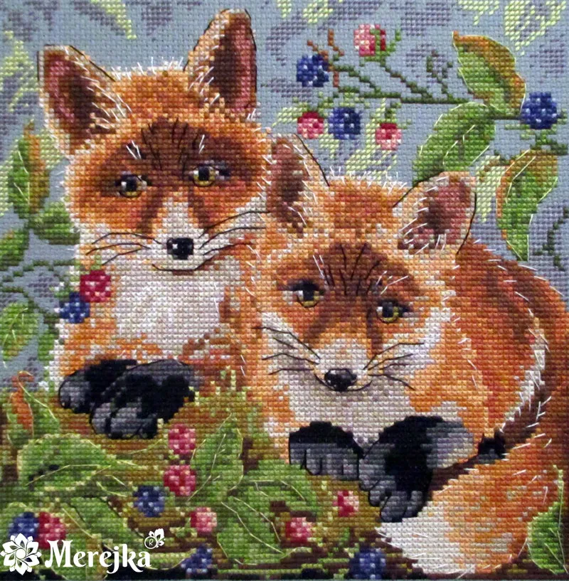 Merejka Foxes borduurpakket 18x18 cm vossen