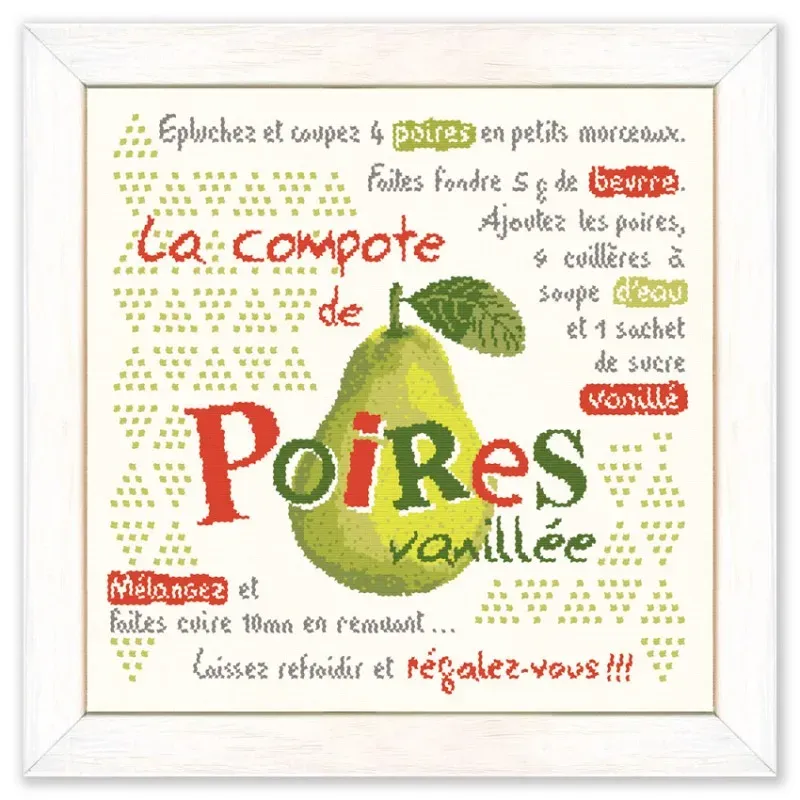 LiliPoints Pears Compote borduurpatroon vierkant 189st
