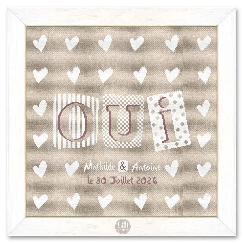 LiliPoints Yes borduurpatroon 186x183 twee versies