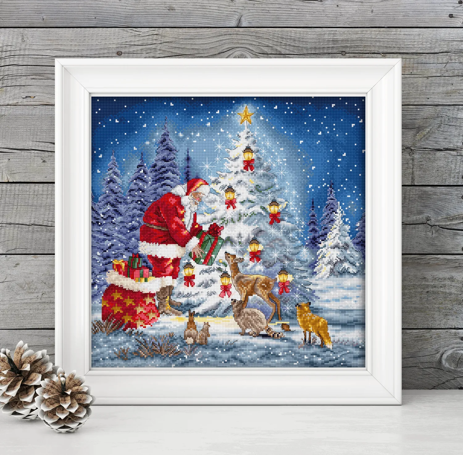 Leti Stitch L8200 Santa borduurpakket 29x29 cm kerst