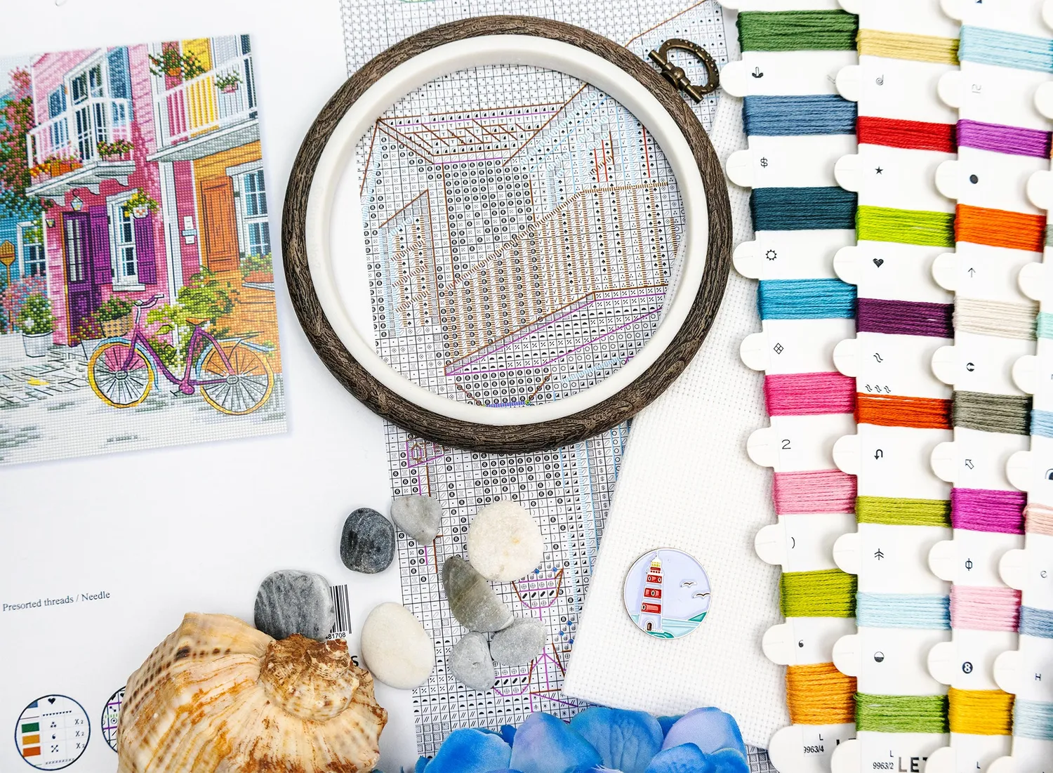 Leti Stitch L9963 Seaside Harmony kruissteek pakket 29x23 cm