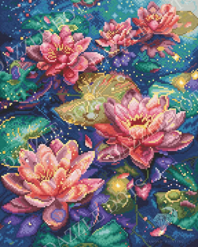 Leti Stitch Dazzle Dots LT21 Water Lily diamond painting 40x50 cm AB