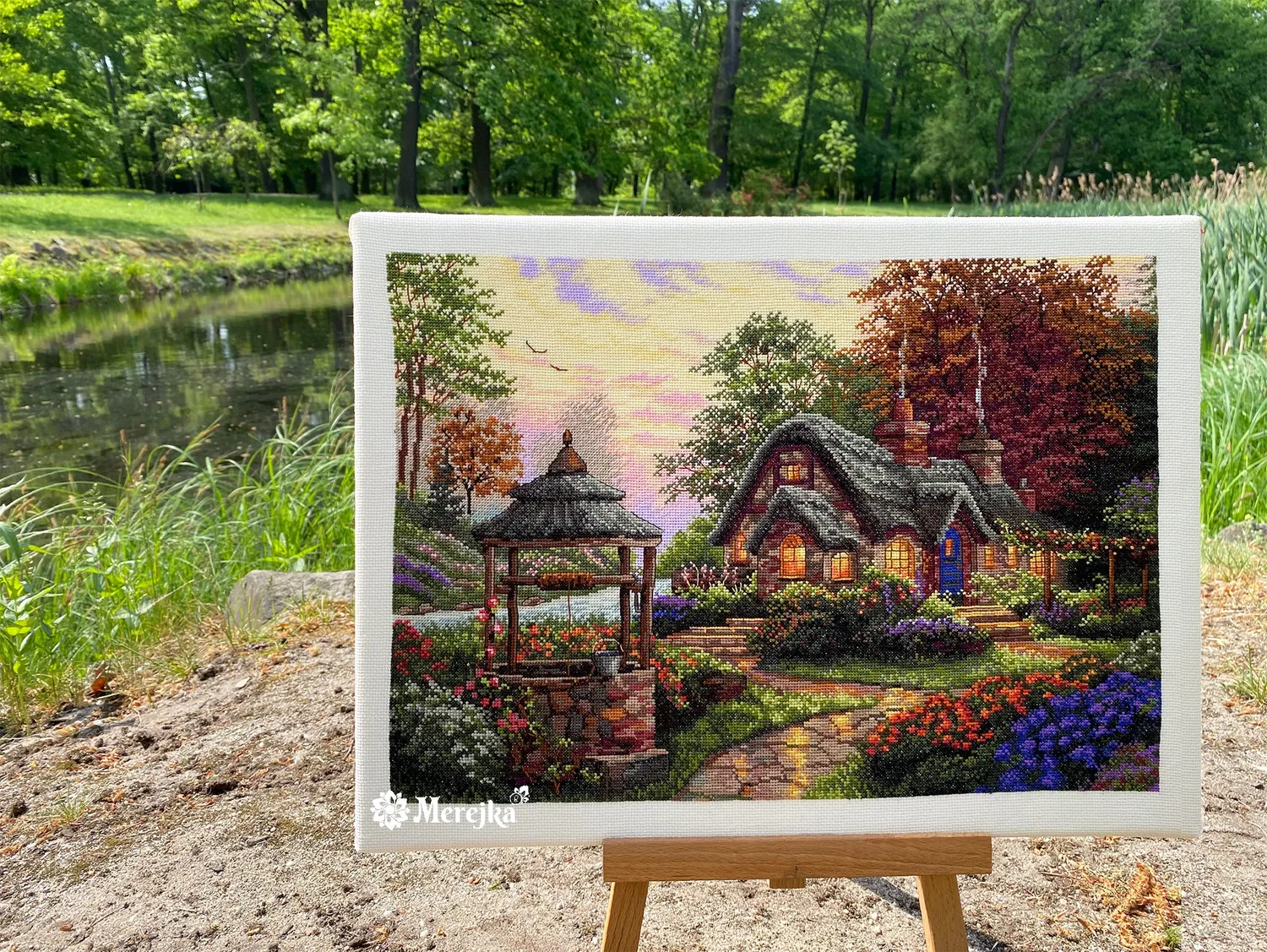 Merejka Make a Wish Cottage borduurpakket 30x41 ecru